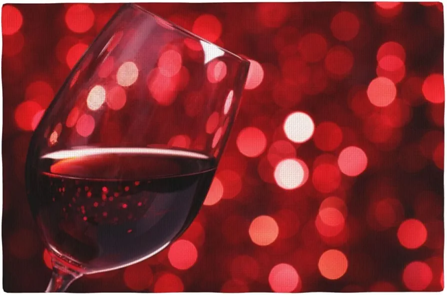 Red Wine Placemats Set of 4 Table Mats Tableware Place Mats for Home Kitchen Party Dining Decor, Non-Slip Heat-Resistant Washable
