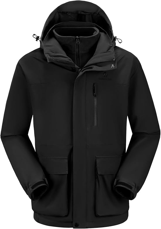 CAMEL CROWN Men's Ski Jacket 3 in 1 Waterproof Winter Jacket Snow Jacket Windproof Hooded with Inner Warm Fleece Coat