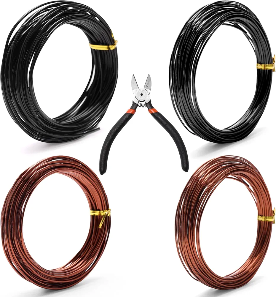 Bonsai Training Wire Kit for Bonzai Trees Indoor, Bonsai Wire Kit, Aluminum Wire for Handicrafts, Bonsai Tool Set with Cutter Size of 1-mm, 1.5-mm, 2-mm