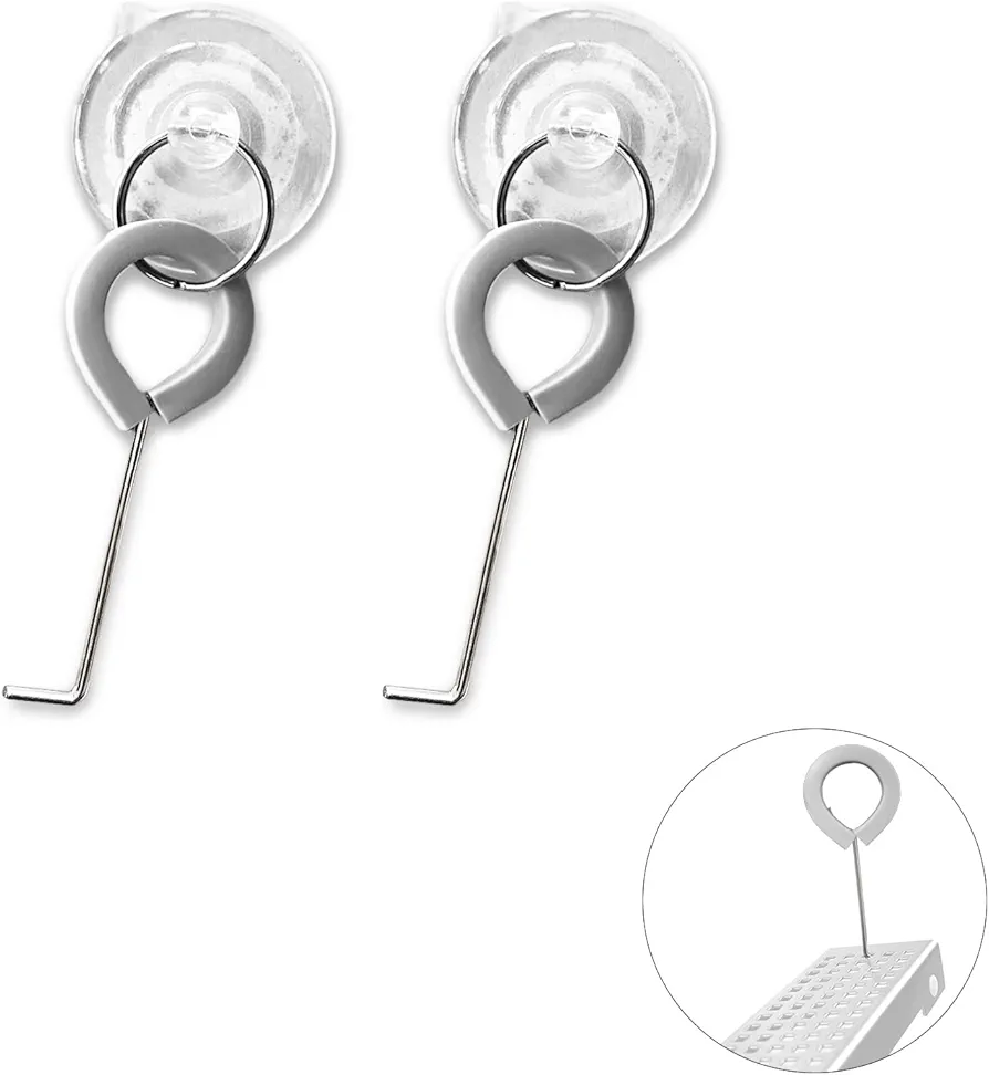 2-Pack Shower Drain Hooks for Drain Cover Removal, Assists with Linear Drain Grate Removal and Clean, Stainless Steel Silicone Protector Extractor Tool with Hair Catcher. (White)