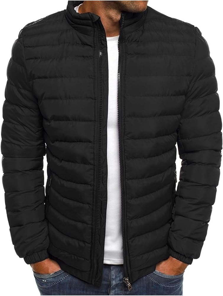 Winter Jackets for Men Lightweight Puffer Jacket Warm Quilted Insulated Jacket Zip Up Packable Coat Ski Travel Hiking