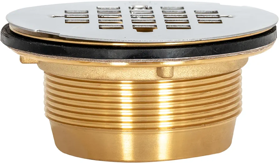 Eastman 2 Inch IPS No Caulk Brass Shower Drain, Stainless Steel, 15306
