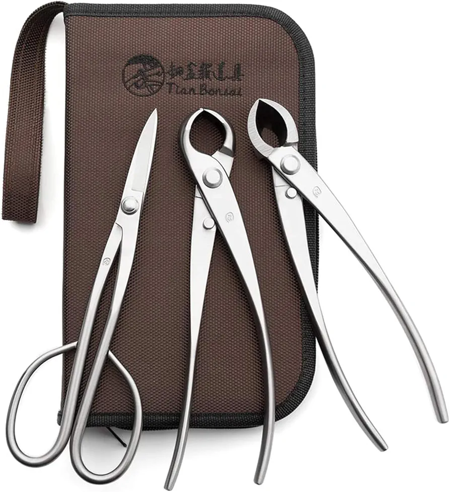TianBonsai Bonsai Tools 3-Piece Alloy Steel Bonsai tool Kit In Cluding 210mm Long handle Scissors / 205mm Branch Cutter / 205mm Knob Cutter (NBK-01)