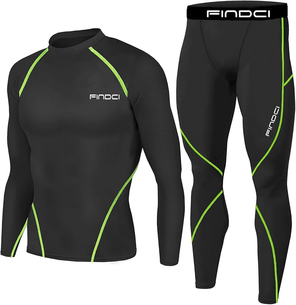 Men's Sports Running Set Compression Shirt + Pants Skin-Tight Long Sleeves Quick Dry Fitness Tracksuit Gym Yoga Suits