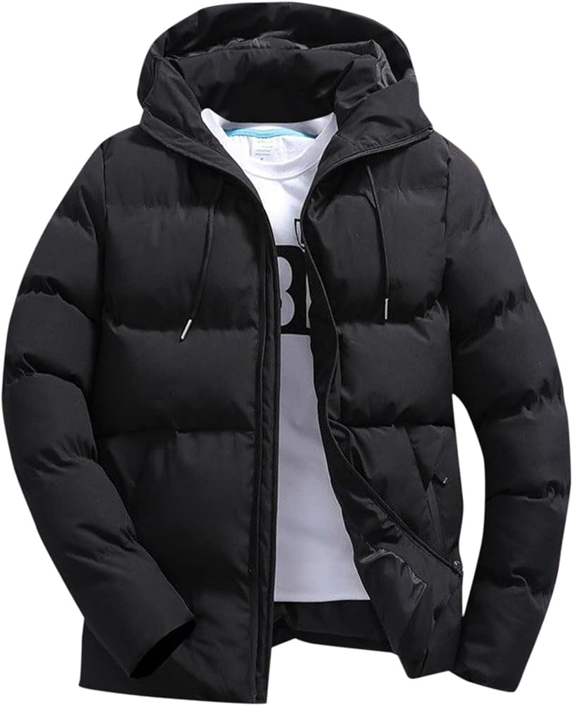 Men's Winter Skiing Jackets Outdoor Windbreaker Hooded Waterproof Winter Bubble Coats Multi Pockets Zip Coats