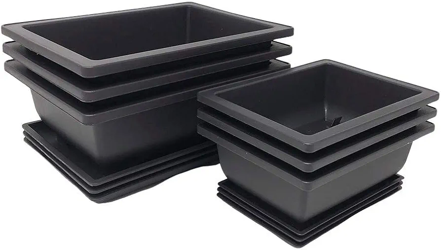 Tinyroots Bonsai Training Pots with Humidity Trays - Built in Mesh, 6" and 8" Large Planter Combo Pack + Made from Durable Shatter Proof Poly-Resin (Set of 6 Pot Set)…