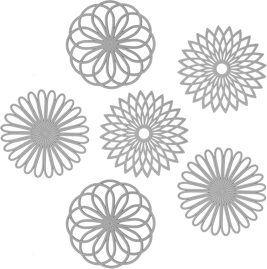 Smithcraft Trivets for Hot Dishes, Silicone Trivet Mat Hot Pads for Kitchen Decor, Trivets Hot Pots and Pans, Heat Resistant Mat Countertop, Round Trivets Table &Quartz Countertops Grey Mats Set 6