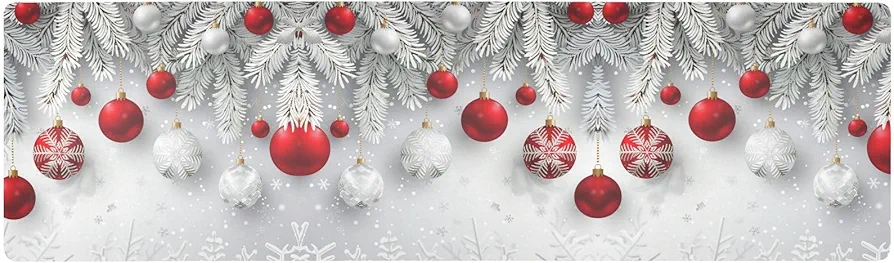 Christmas Trivet Table Runner 40 Inches Long Christmas Snowflakes Balls Pattern Heat Resistant Hot Pad Multi Purpose Mat for for Hot Pots Pans Kitchen Countertops