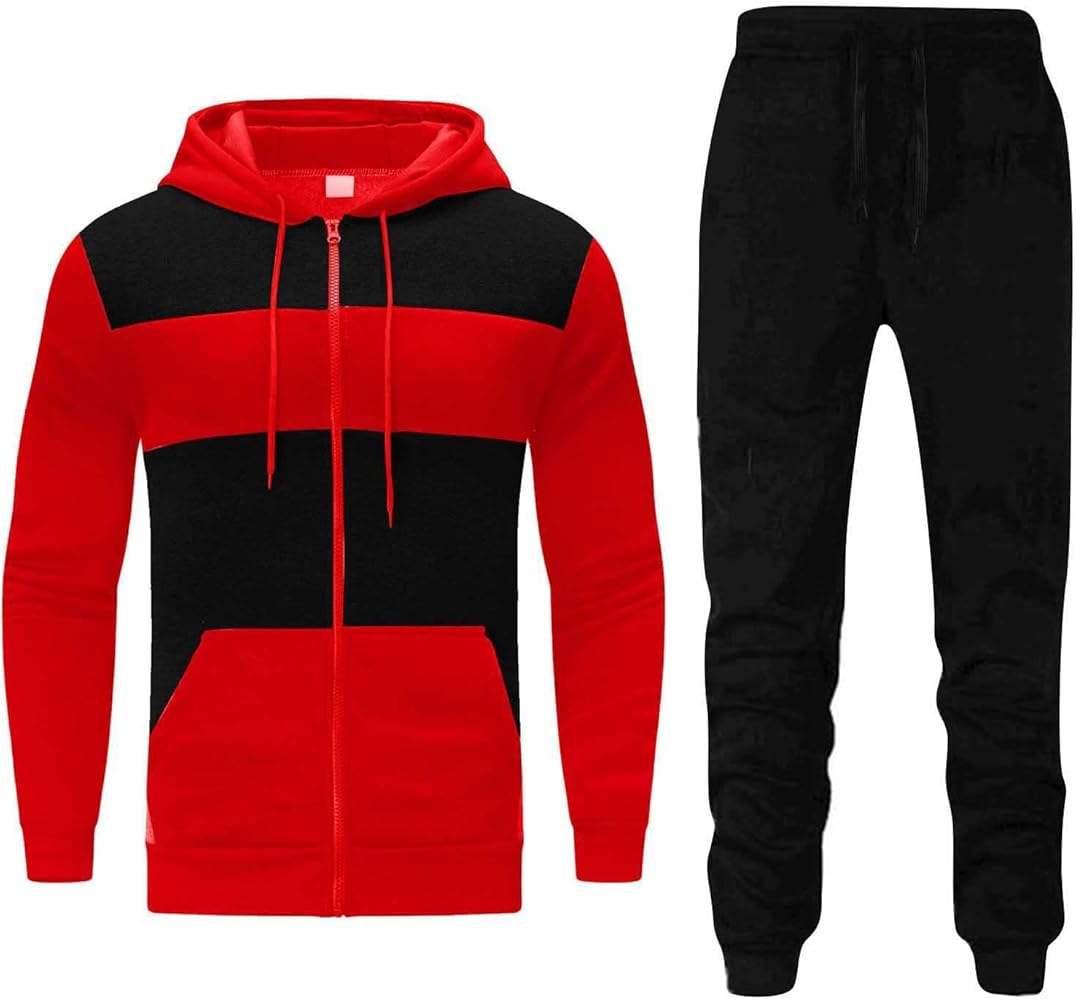 Muscularfit Sweatsuit Matching Set for Men Fashion Full Zip Pullover Hooded Sweatshirt Long Sleeve Tracksuit 2 Piece Outfits