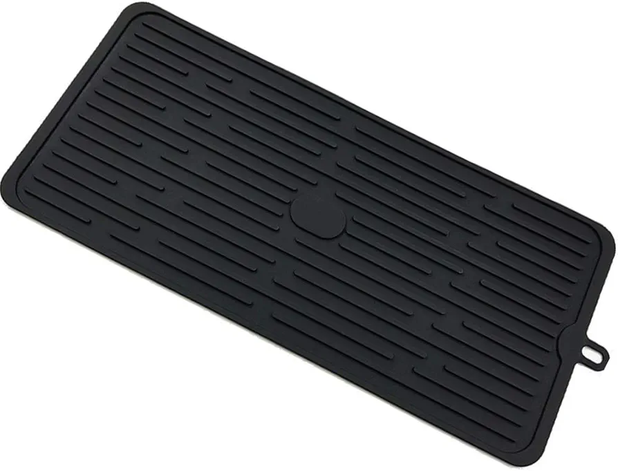 Dish Drying Mat,Silicone Drying Mat Good Large Drying Mats For Kitchen,Heat Resistant Mat,Tableware Bowl Mat-Easy Clean,Store Can Be Rolled UP,17.3"*7.9"*0.2" (Black)