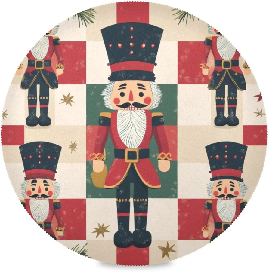 Christmas Nutcrackers Round Placemats Set of 6,Washable Non Slip Heat Resistant Place Mats for Kitchen Table Decor 15.4 Inch