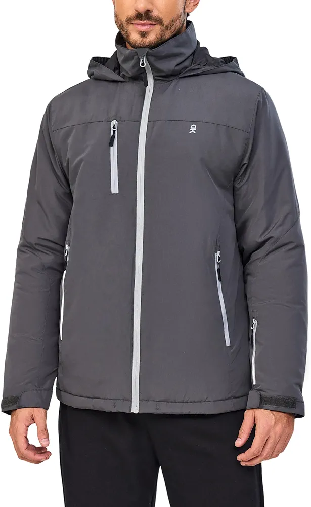 Little Donkey Andy Men's Lightweight Winter Jacket Hooded Windproof Warm Insulated Jacket for Ski Hiking