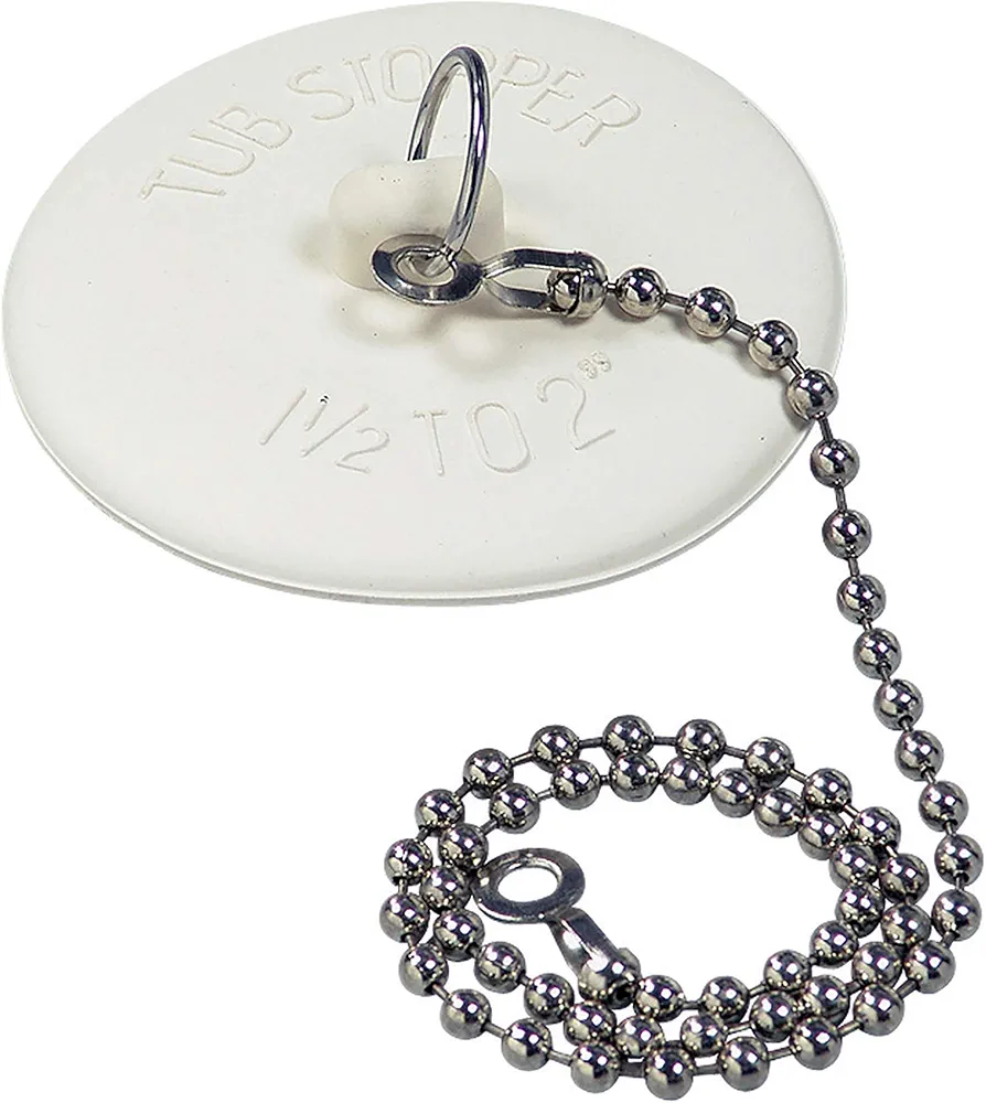 Danco 80783 Fit-All Rubber Stopper, Tub Drain, White
