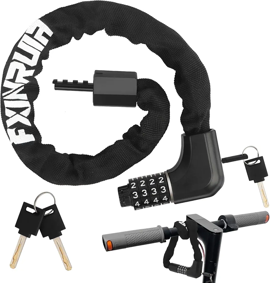 E Scooter Lock Bicycle Chain Lock, Combination Lock Key Lock Combination Heavy Duty Anti-Theft Security Chain Lock, 4 Bit Combination Lock Key Lock Dual Purpose for Scooter Bike Mountain Bike