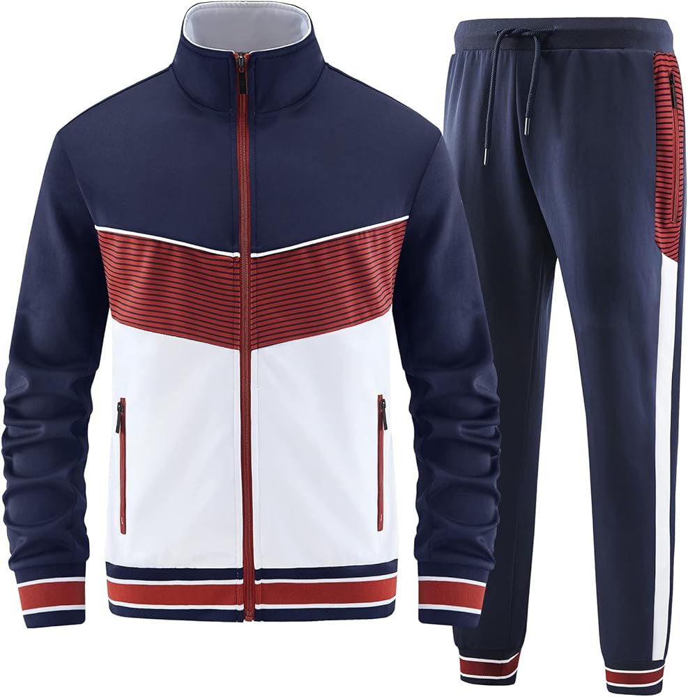 ANOTWENER Men's Casual 2 Piece Tracksuit Sets Long Sleeve Full Zip Jacket and Sweatpants Sport Outfits