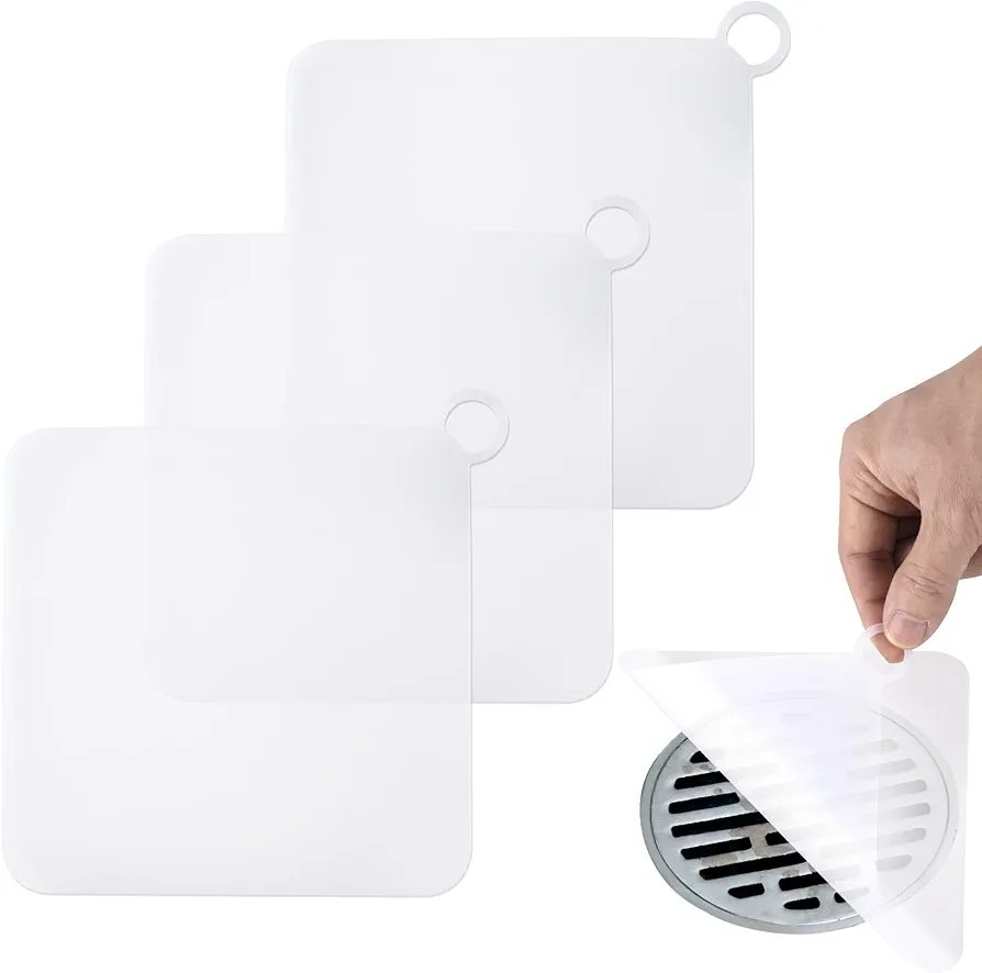 3Pcs Silicone Tub Stopper Floor Drain Cover, Shower Drain Protector, Sewer Anti-Odor Mat Deodorizing Drain Plugs Sink Drain Strainer Hair Stopper for Kitchen Bathroom Laundry