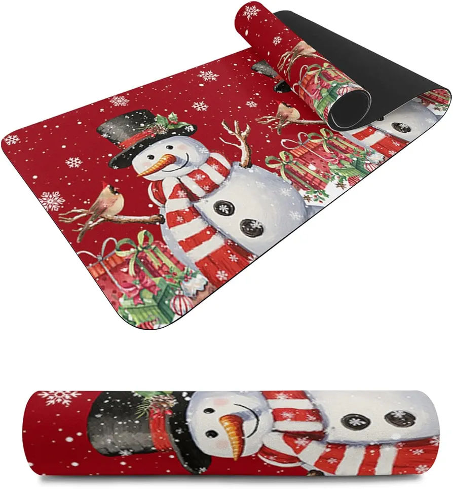Heat Resistant Trivet & Table Runner Christmas Snowman Xmas Tree Cardinal Hot Dishes Mat Table Protector Hot Pots Pans Pads Waterproof Placemats for Countertops 48x12 Inch