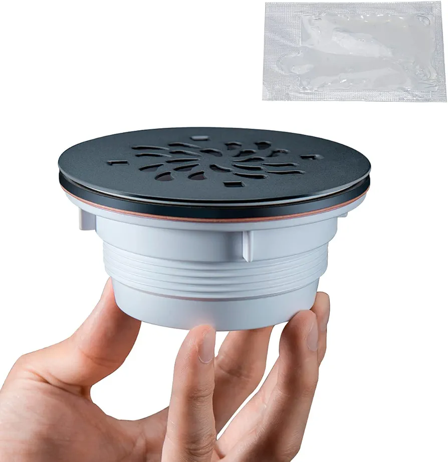 Shower Base Drain and 4-1/4 Matte Black Drain Cover with Lubricant fit 2" Waste Pipe Easy to Install