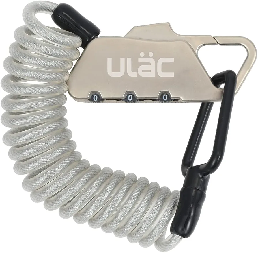 Piccadilly LTD Mini Combination Cable Lock, Helmet Lock for Bike, Bicycle, Motorcycle, e-Scooter; Small Portable Padlock for Gym Locker, Baby Stroller, Suitcase, Luggage, Gate and Fence(Silver)