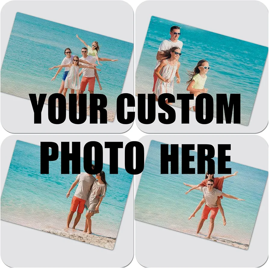 Custom Placemats, Leather, Heat Resistant Waterproof Washable Table Mats, Easy to Clean Anti-Slip Place Mats, 12" x 17" (Set of 4)