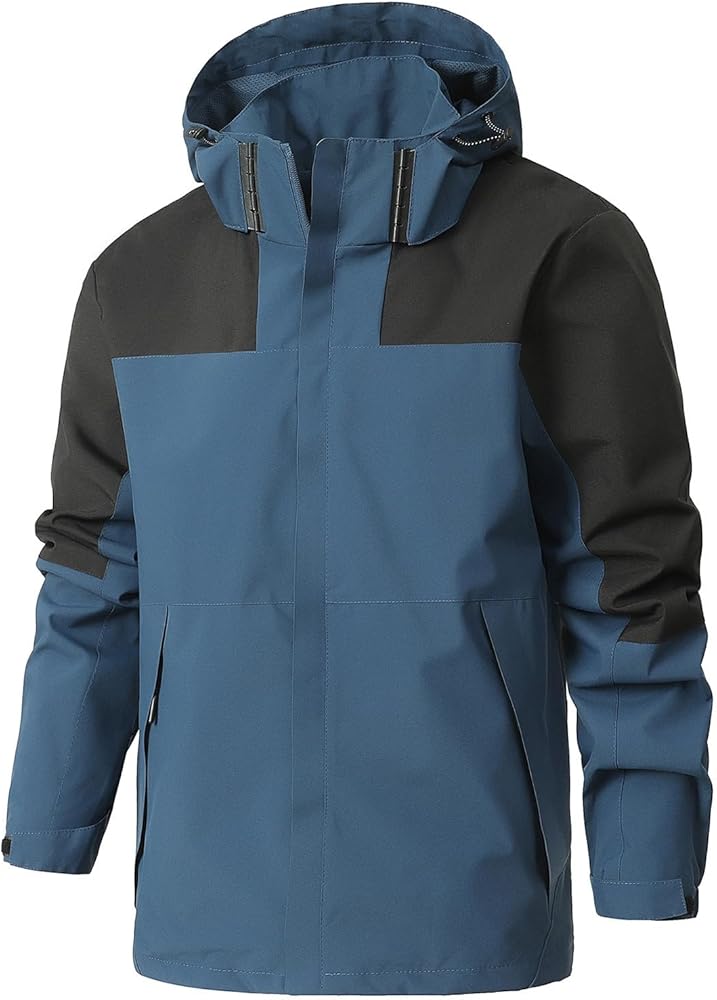 Mens Snowboard Jacket Casual Fall Winter Outdoor Sports Windbreaker Long Sleeve Detachable Hooded Tooling Jacket
