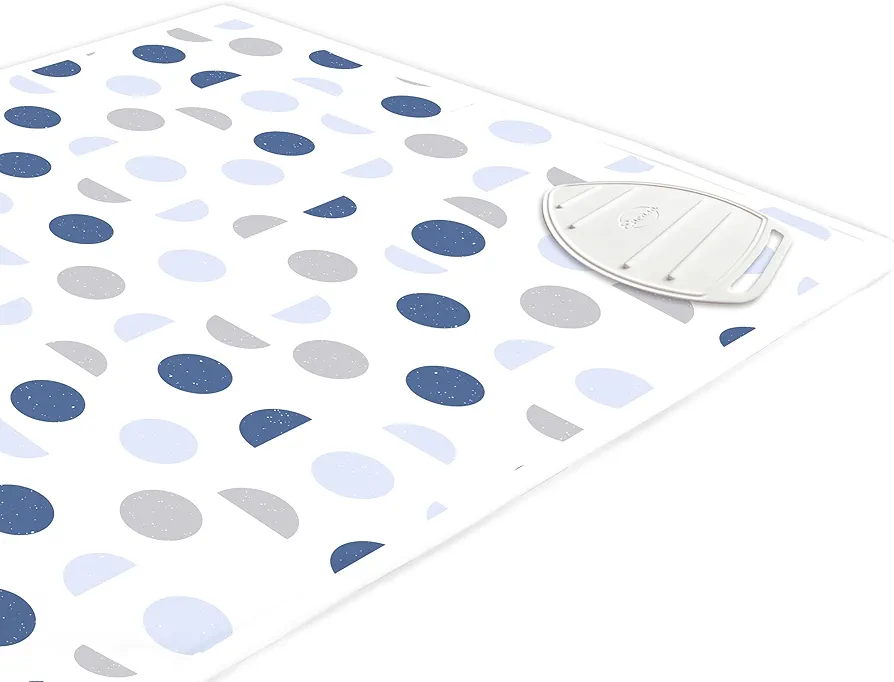 Encasa Homes Ironing Mat/Pad (Large 47 x 28 inch) with 3mm Padding & Silicone Iron Rest for Steam Pressing on Tabletop or Bed - Heat Resistant, Portable, Quilting & Travel Blanket - Blue Moon