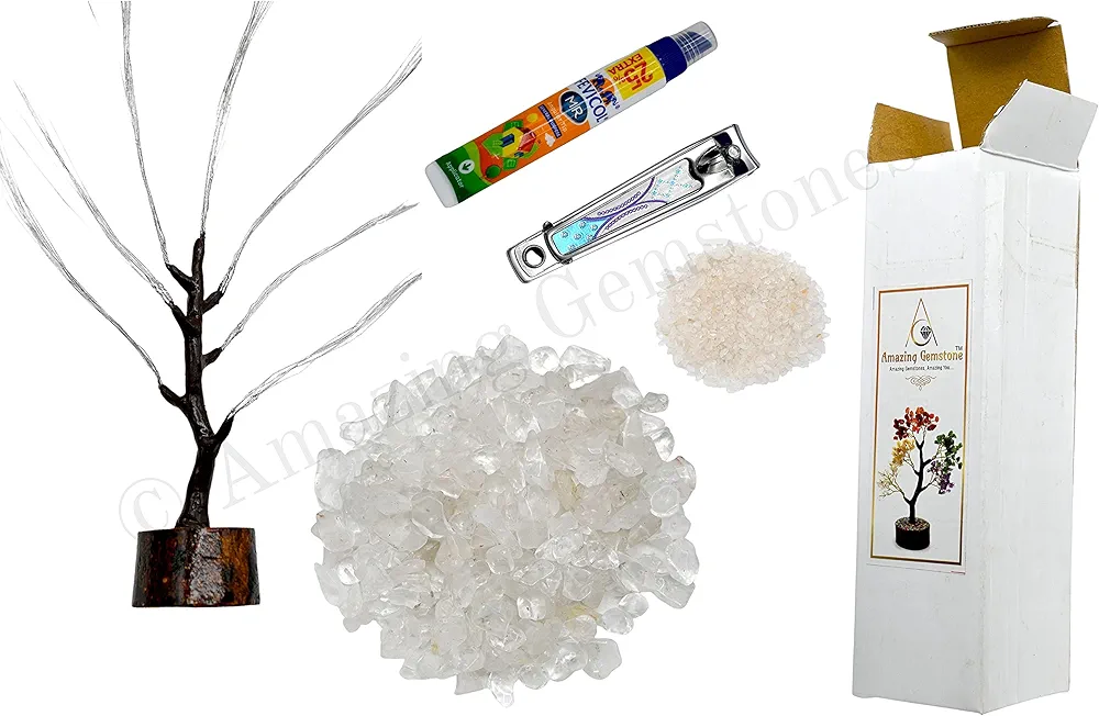 Amazing Gemstone Clear Quartz Chakra/Spiritual Decor Crystal Tree DIY Kits for Adults Kids, Makes a Perfect Office Table Feng Shui Tree Holistic Gifts for Women