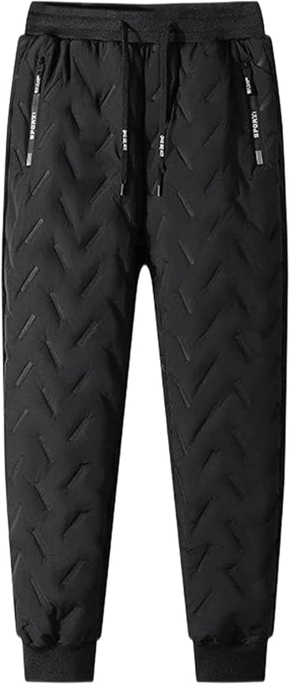 Mens Big and Tall Sherpa Lined Joggers Winter Warm Snow Hunting Athletic Pants Thermal Waterproof Camping Sweatpants