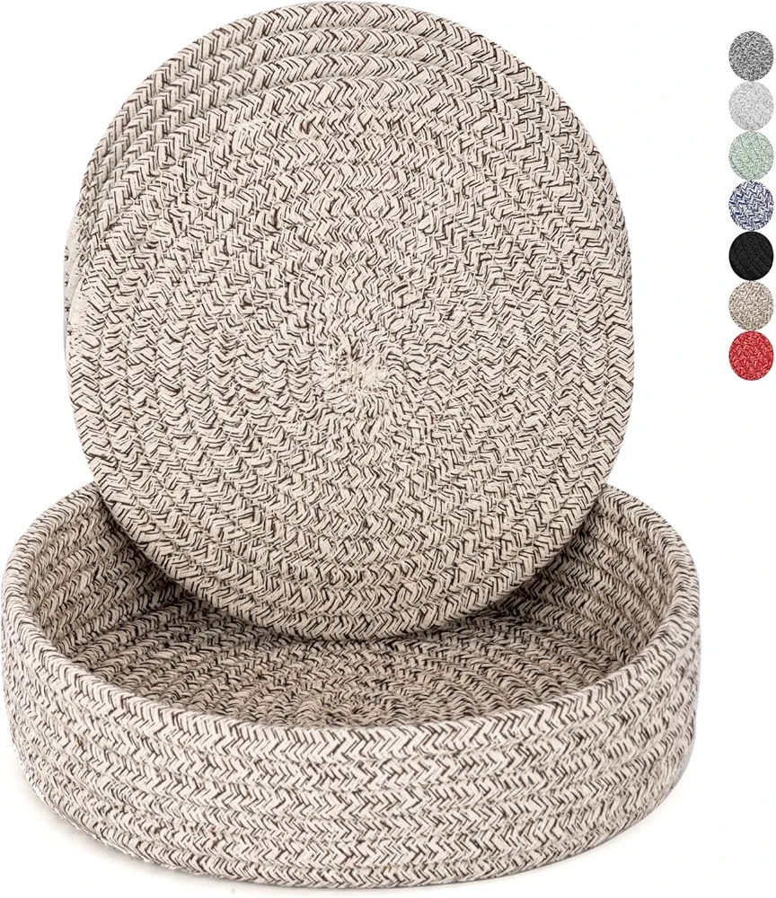 Trivets for Hot Dishes, Trivets for Hot Pots and Pans, Heat Resistant Hot Pads with Storage Basket, Pot Holders for Kitchen, Home Essentials, Farmhouse Decor (Brown 4 PCS)