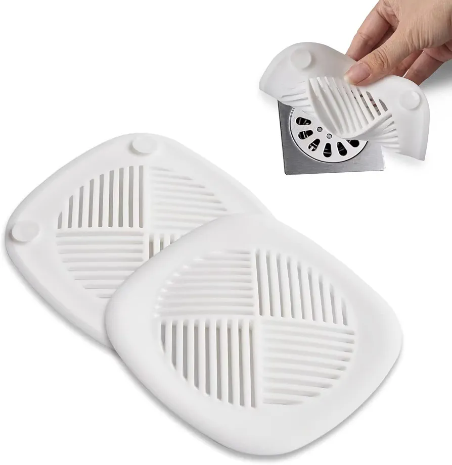 Hair Catcher Shower Drain Cover Sturdy Silicone 5.5 Inches Drain Plug Drain Protector Hair Stopper for Kitchen Bathtub Bathroom Accessories and Laundry White 2 Pack