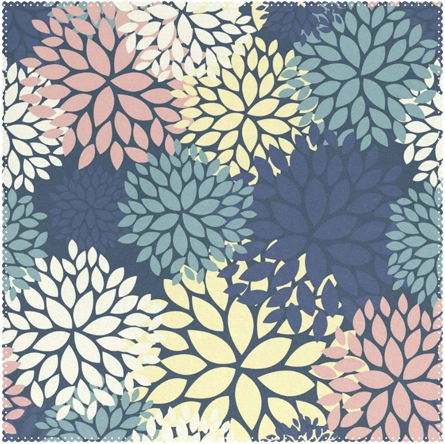 Abstract Floral Square Placemats Set of 4, Dahlia Flowers Heat Resistant Washable Table Place Mats for Dining Kitchen