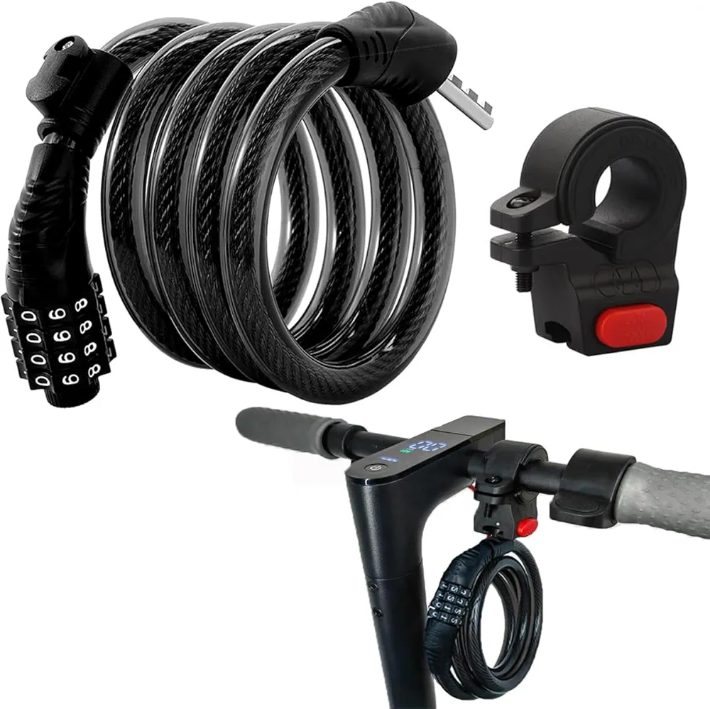 E Scooter Lock,Bike Lock Combination Lock Cable Compatible for Xiaomi M365/Max/GXL/Ninebot/Segway Scooter/Moto/Bicycle Lock 4ft Long/0.472In Scooter Anti-Theft Ideal Lock 4-Digit/12 Metal Cables Lock