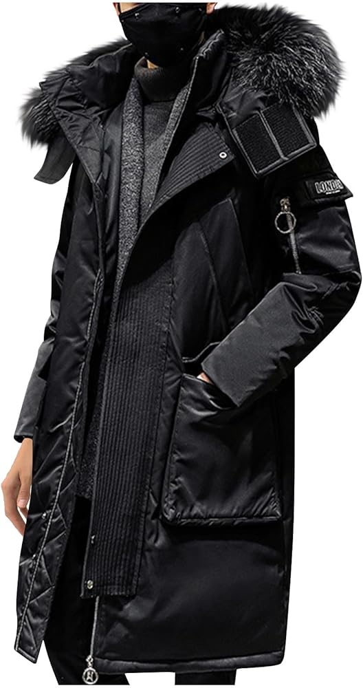 Men's Winter Coat Warm Parka Ski Jacket with Faux Fur Hood Long Puffer Jacket Thicken Outerwear Windproof Down Coat