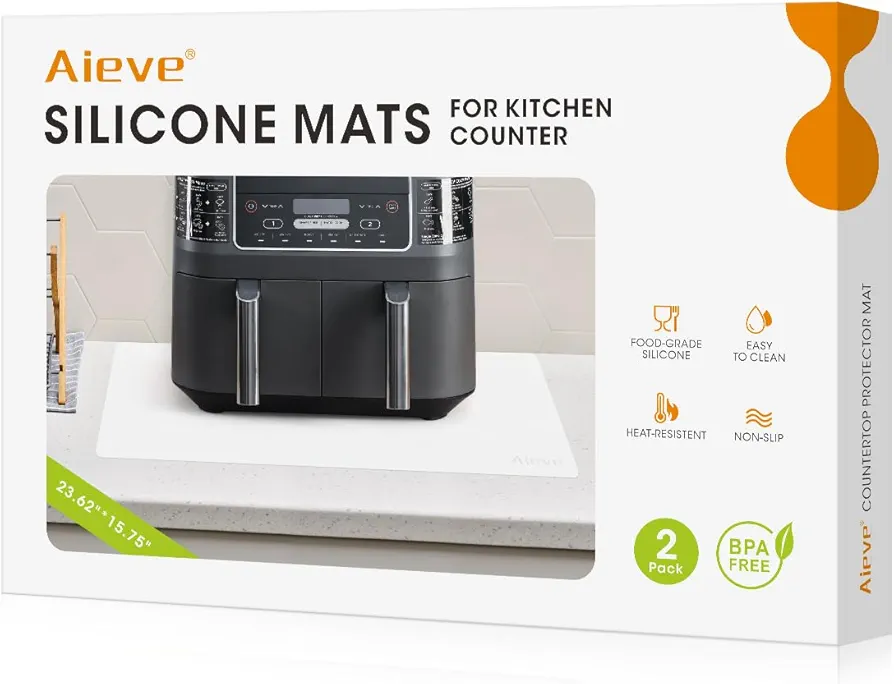 Aieve Silicone Mats for Kitchen Counter, Countertop Protector Mat, Heat Resistant Clear Mats for Countertop Protection 2 Pack
