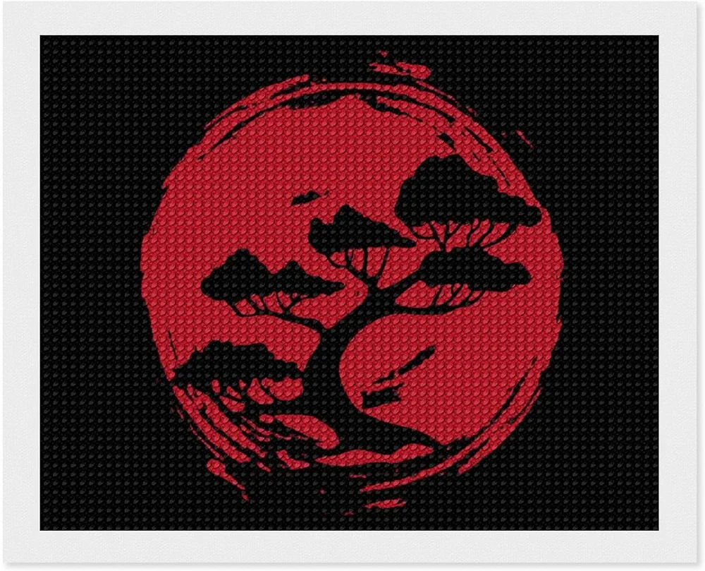 Bonsai Tree Round Diamond Picture Kits for Adults Full Drill Wall Art Gift Home Decor
