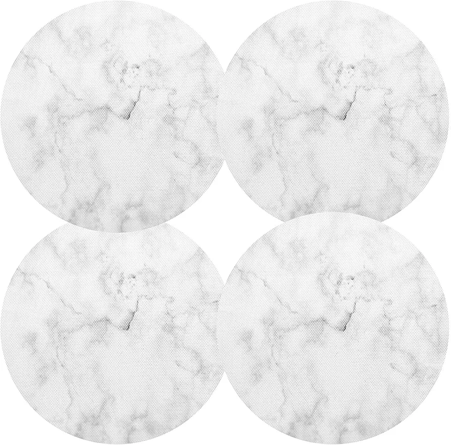 Round Placemats Set of 4 Non Slip Table Mats Washable Heat Resistant Place Mat for Kitchen Table Home Decor 15.4 Inch Marble White