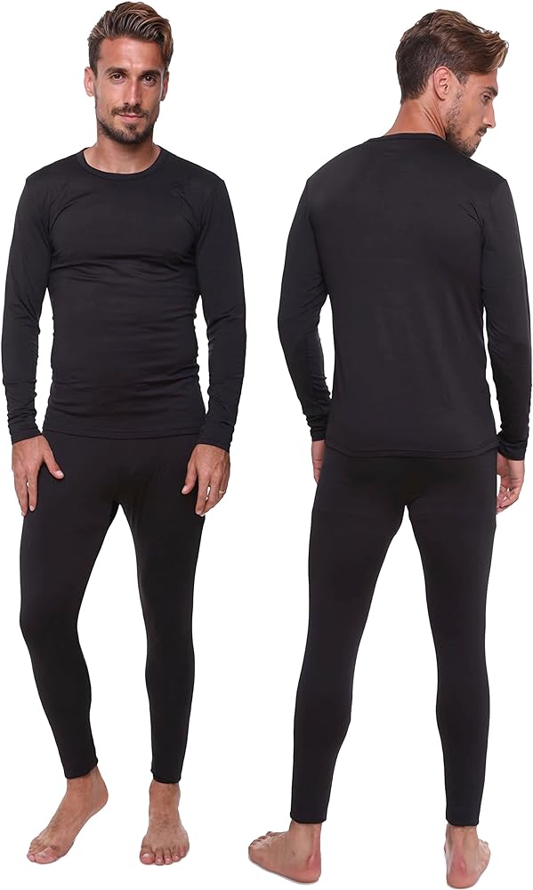 Thermal Underwear for Men Long John Set for Cold Weather Mens 2 pc Long Sleeve Shirt and Leggings Fleece Base Layer Thermals