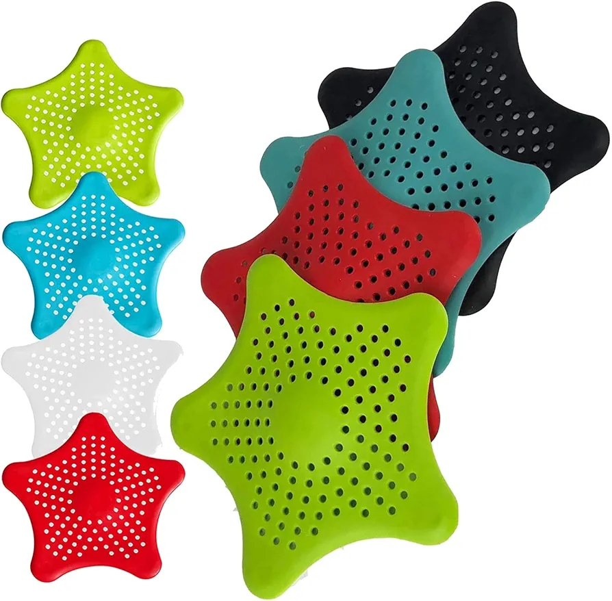 5 Package Random Color Starfish Hair Catcher Star Bathroom Drain Strainer Hair Catcher Bathtub Shower Drain Cover Hair Trap Hair Catcher Bathtub Drain Strainers Protectors Cover Filter for Kitchen