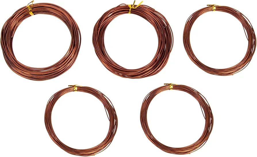 5 Rolls Bonsai Tool Set Green Wire Bonsai Tool Kit Tree Training Wires Small Trunks Training Wires Bonsai Wire Kit Vine Training Wire Garden Plant Bonsai Wire Light Brown Aluminum