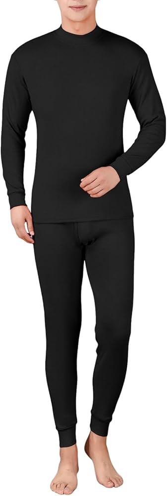 Men's Cotton Thermal Underwear Set Long Johns Set with Fleece Lined Fleece Lined Base Layer Men for Winter