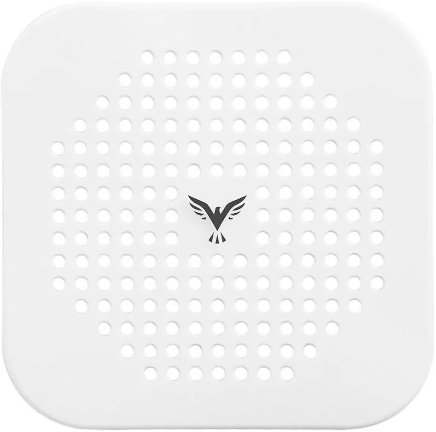 All-AmericanGoods Square Drain Hair Catcher (5.7 inch) Silicone Drain Cover with Suction Cups - Easy Install for Kitchen Sink, Bathtub, Shower - Hair & Food Filtration - Bathroom Accessories Must-Have