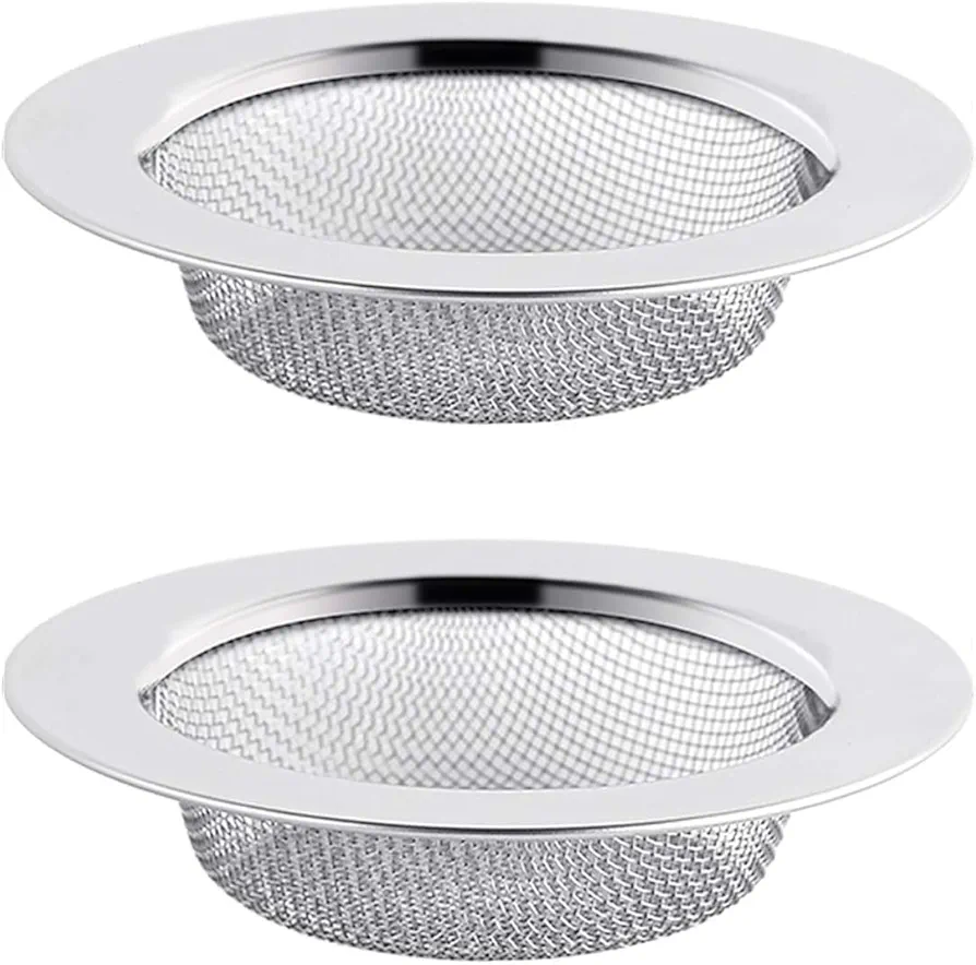 2 Pack Kitchen Sink Strainer, Stainless Steel Mesh Drainage Strainer, 7.5cm Drainage Strainer, Bathroom Sink Stopper, Hair Receiver for Kitchen Sink, Bathroom, Washbasin