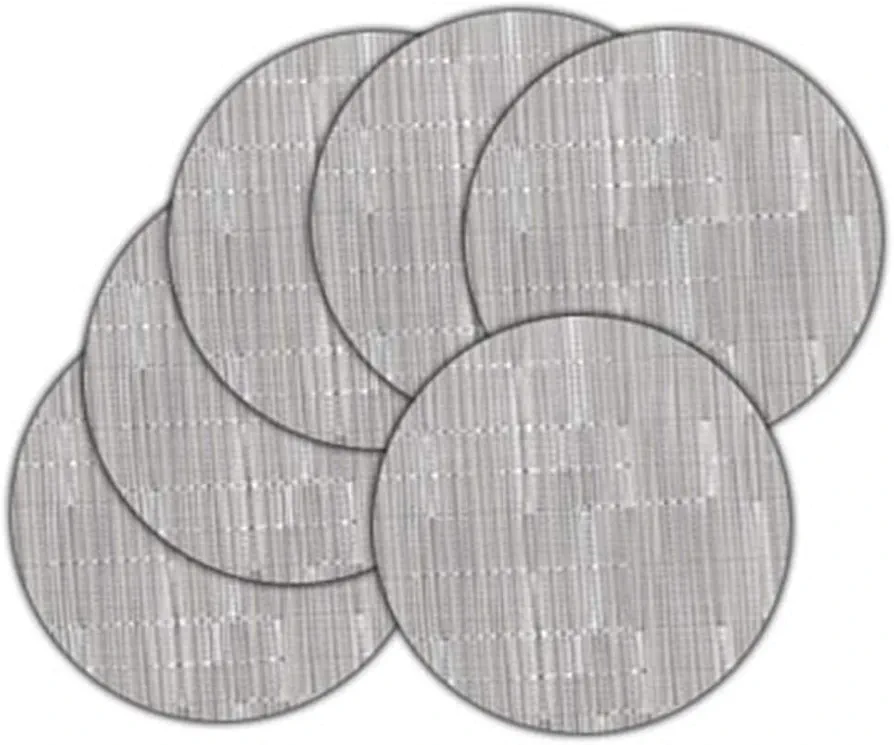 Round Placemats Set of 6 Woven Table Placemats Washable Non-Slip Placemats 13.8 Inch for Christmas Decoration Home Wedding Party,Silver Gray