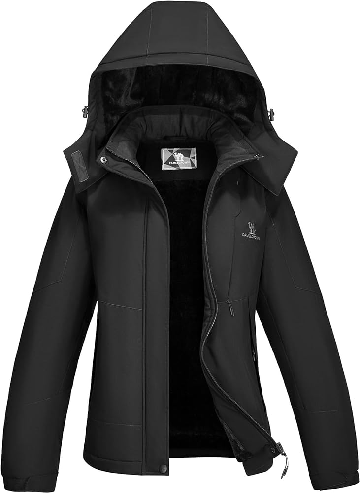 CAMEL CROWN Womens Winter Coat Waterproof Ski Jacket with Fleece Lining Windproof for Snow Rain Outdoor Hiking Mountain