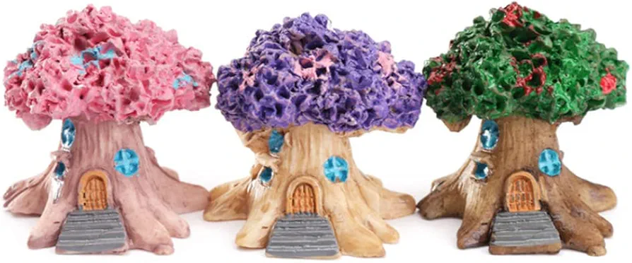 Miniature Tree House,Fairy Garden Kit, 3Pcs Miniature Tree House Fairy Garden Kit Micro Landscape Ornament Fairy Garden Planter for DIY Decor