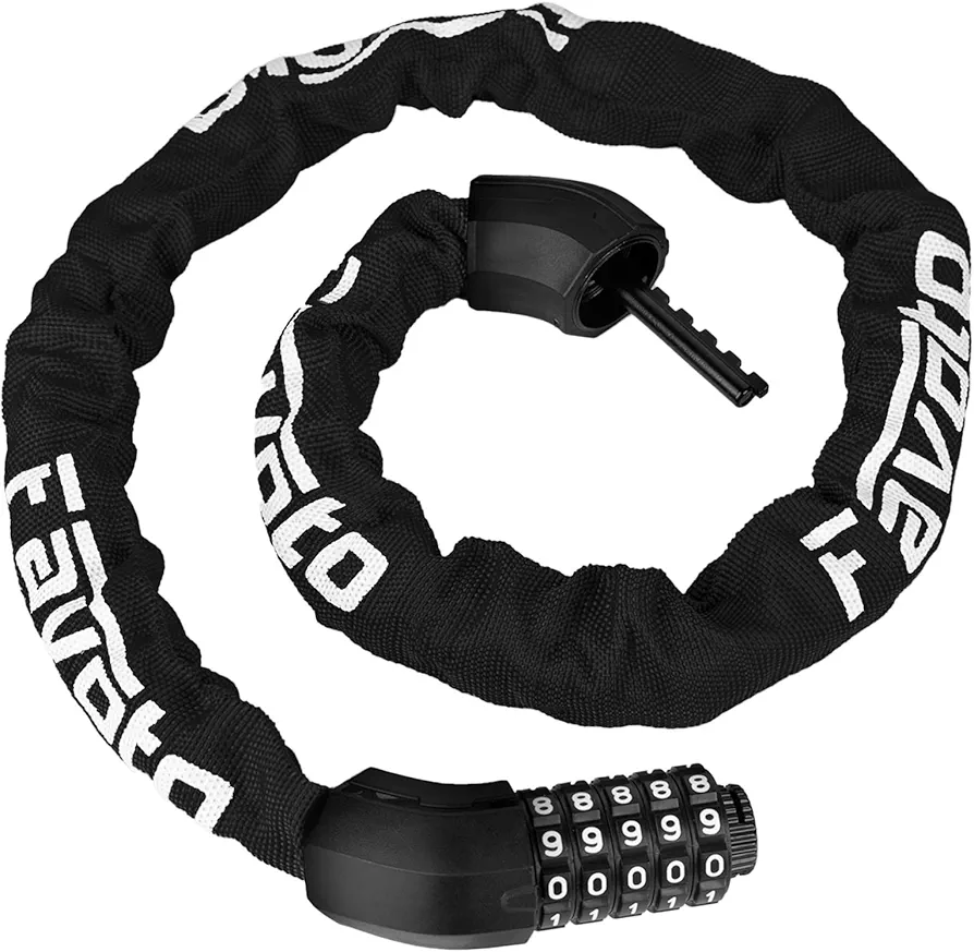 Favoto Bike Chain Lock, 5 Digit Combination Anti-Theft Bicycle Lock, 3.3 feet Long Security Resettable Heady Duty Hardened Steel, Ideal for Outdoor Motorcycle E-bike Bikes Gate Fence Ladder Lawn Mower