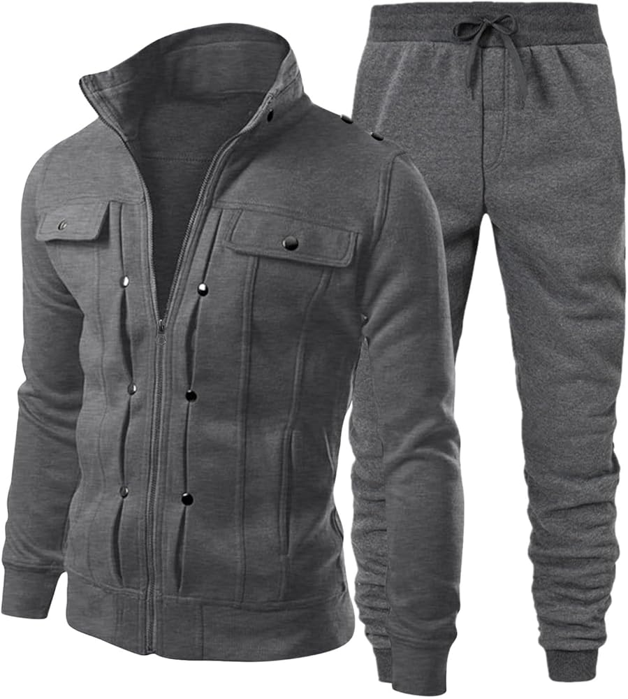 2024 Men's 2 Pieces Full Zip Tracksuits Classic Sport Suits Stylish Casual Outfits Jacket & Pants Fitness Sweatsuit Set