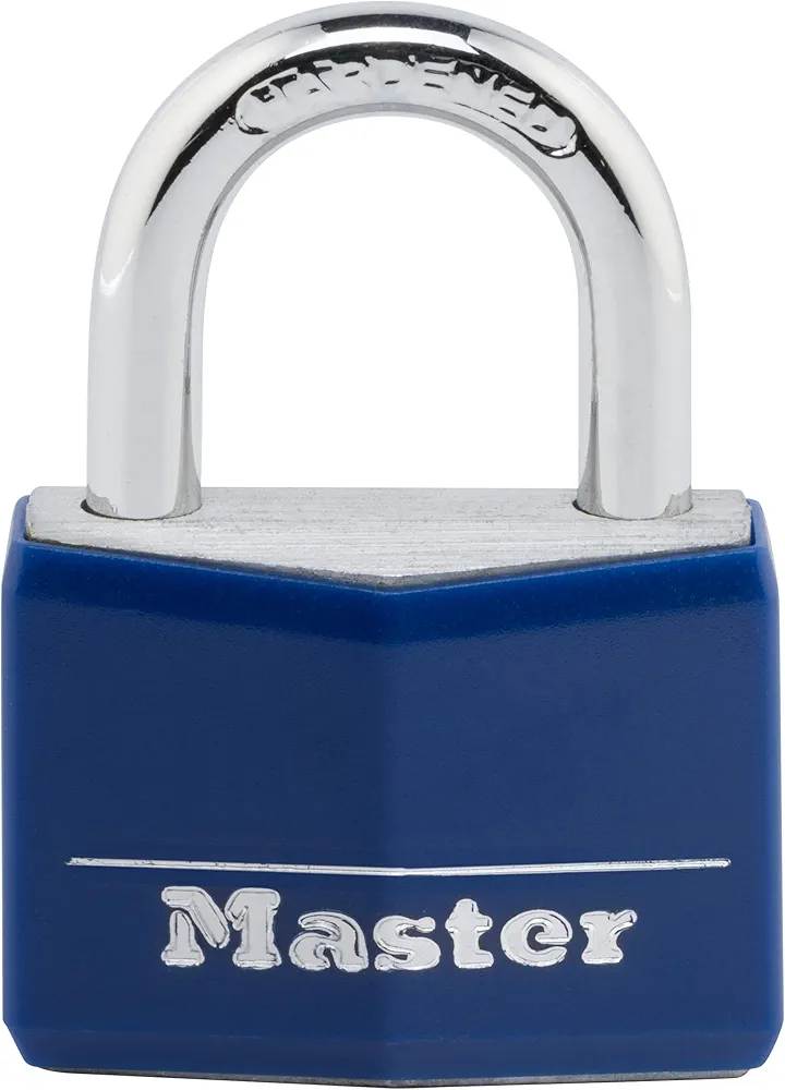 Master Lock 142DCM Covered Aluminum Keyed Padlock, 1-Pack, Blue