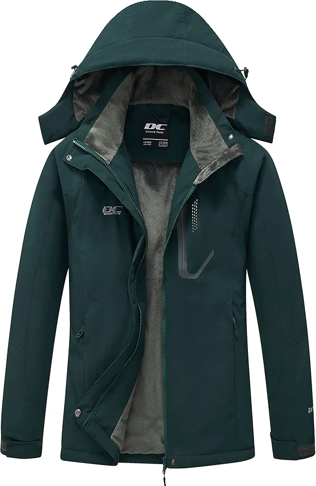 Diamond Candy Women's Winter Ski Jacket Hooded Windproof Warm Jackets Snow Waterproof Rain Coat