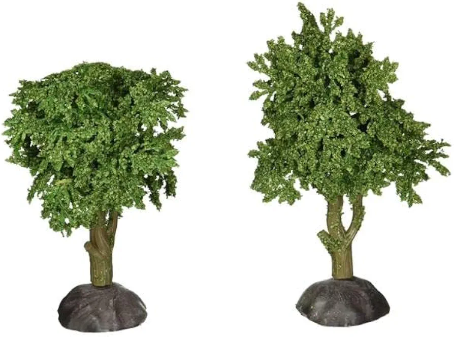 Miniature Dollhouse Fairy Garden Set of 2 Green Ash Trees for Dollhouse Decoration, Miniature Figurines, Micro Landscape Bonsai Terrarium Ornaments, Fairy Garden Accessories